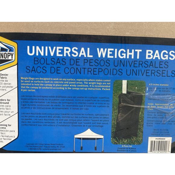 King Canopy Universal Weight Bags Four Piece Set 4.5 in Diameter Brand New Box - Picture 5 of 6